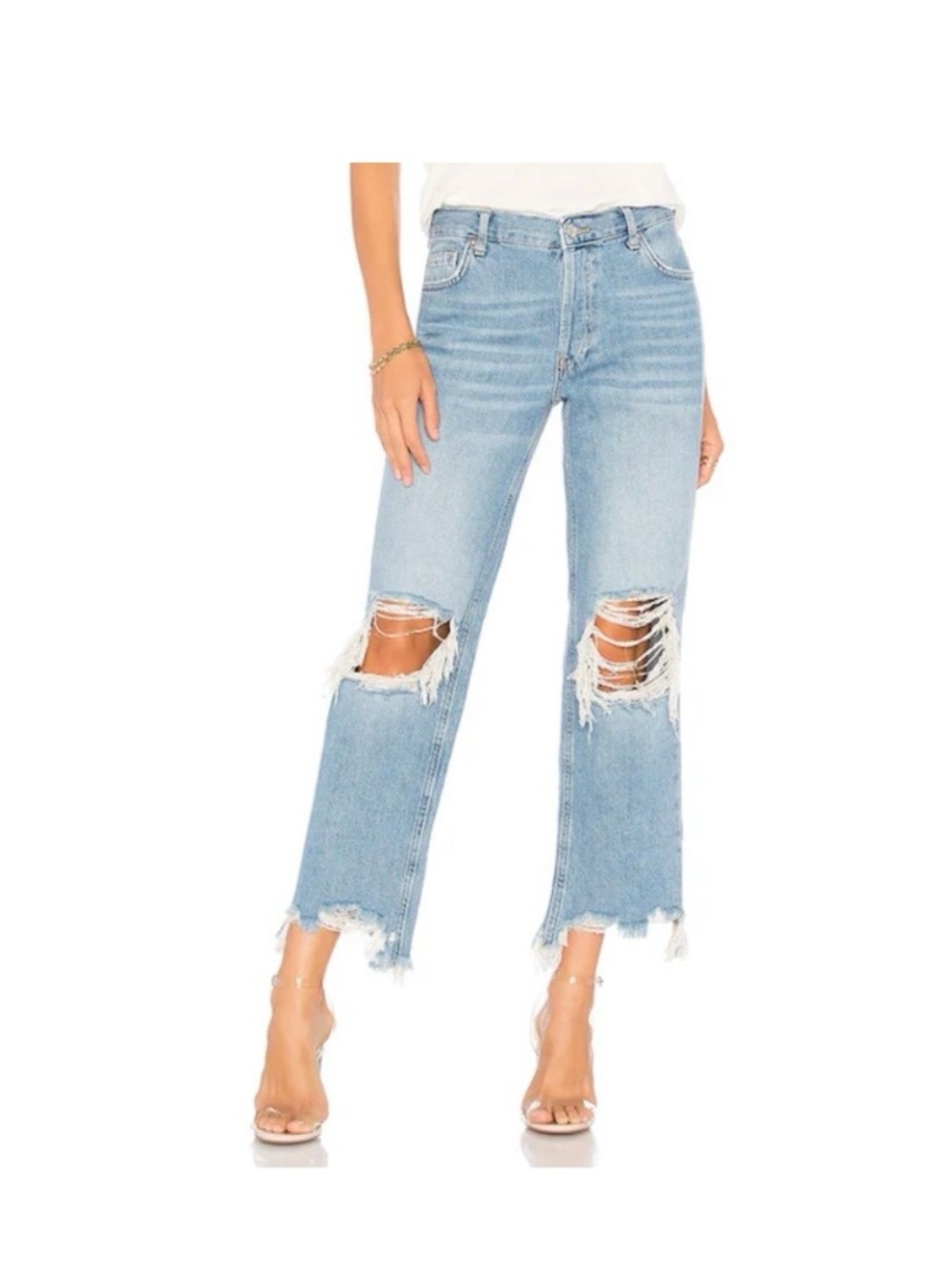 We The Free: Free People Distressed Crop Jeans Size 25